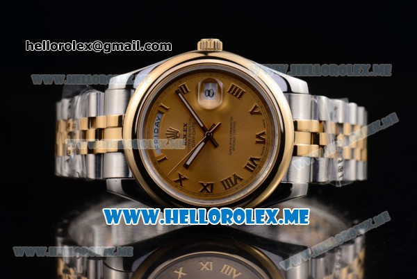 Rolex Day-Date II Asia Automatic Two Tone Case/Bracelet with Yelow Gold Dial and Roman Numeral Markers - Click Image to Close